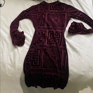 Geometric Velvet Dress with Long Sleeves